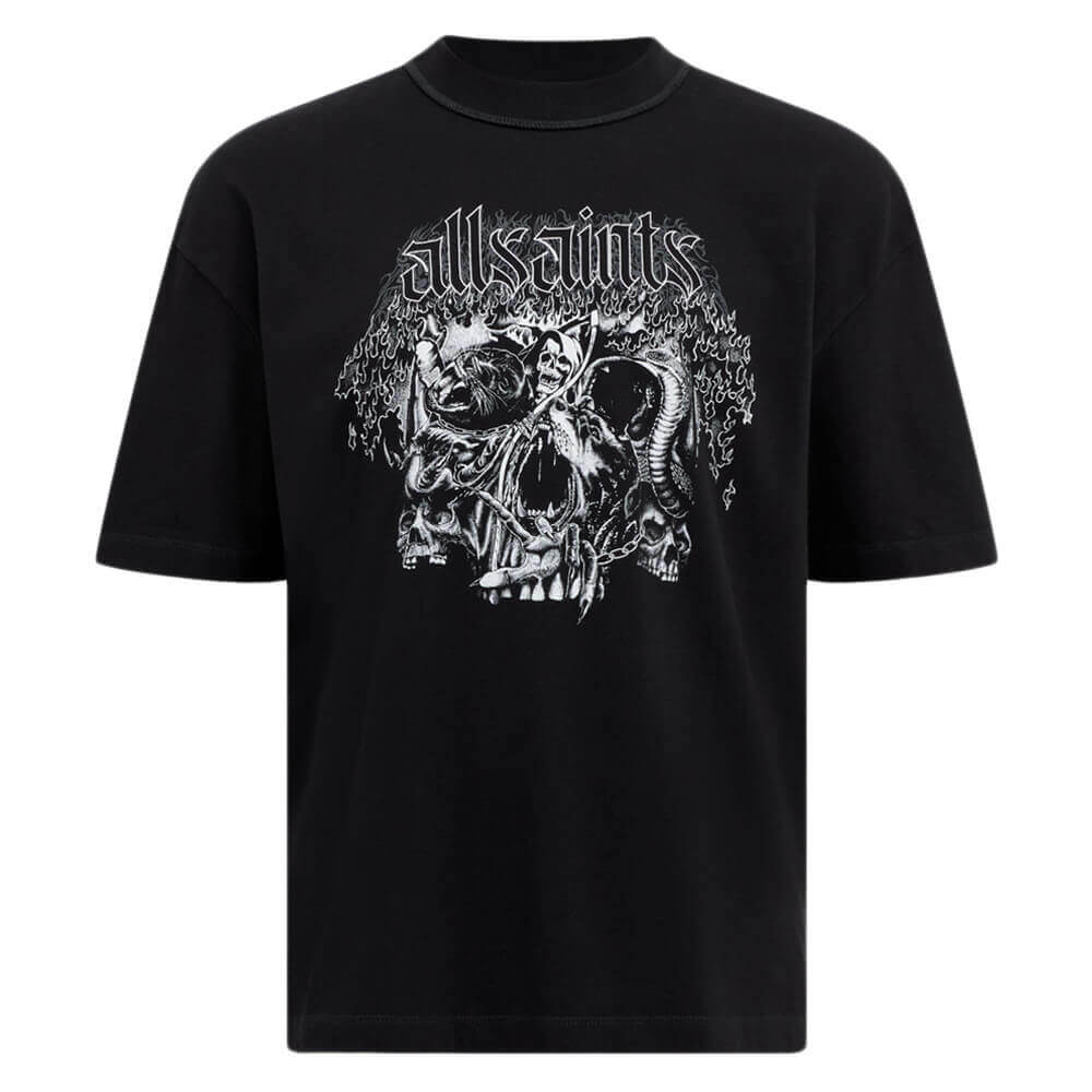 AllSaints Morph Skull Print Oversized T-Shirt